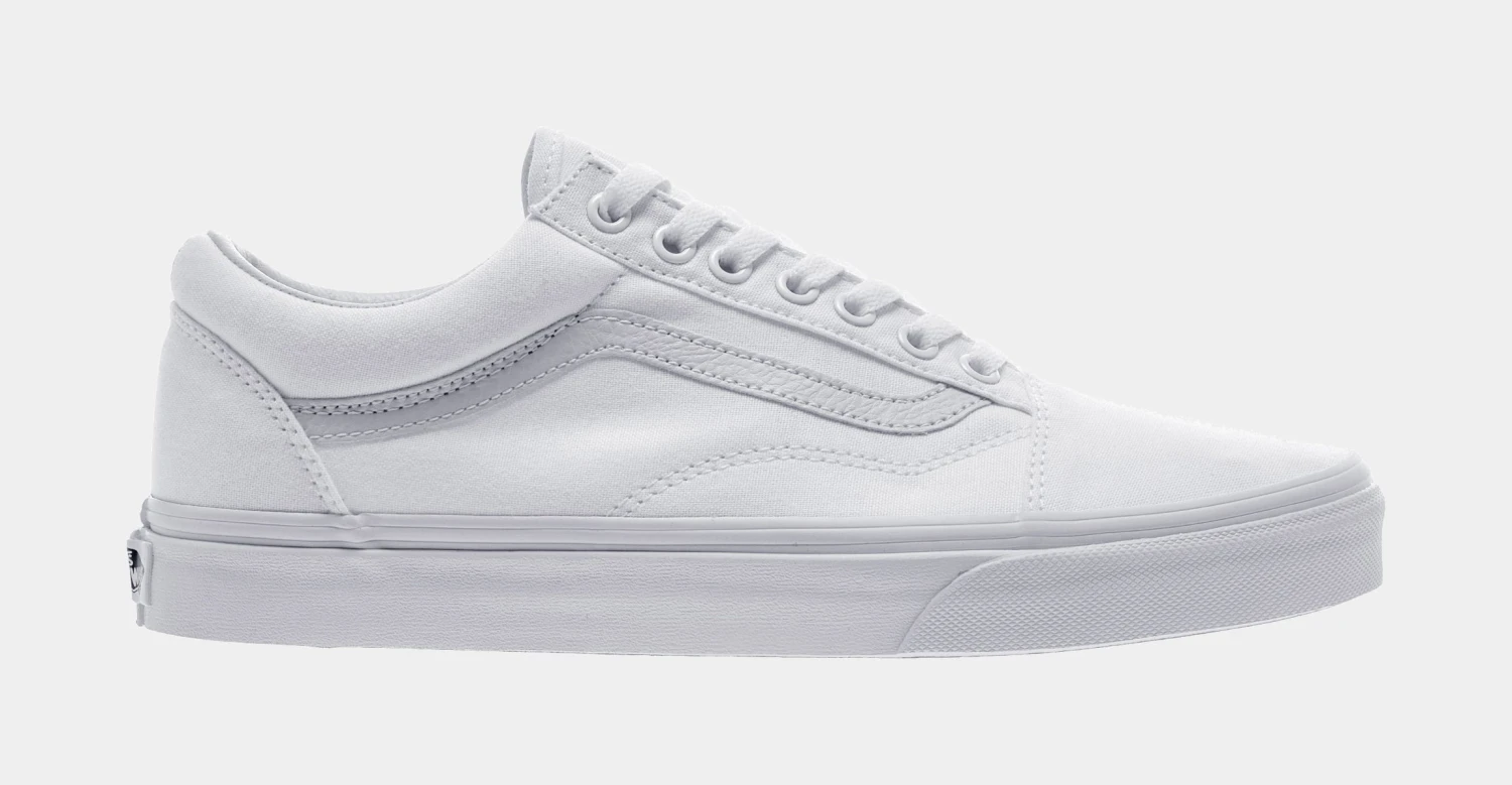 Vans Old Skool Low Mens Skateboarding Shoe (White) 3 Vans Old Skool Low Mens Skateboarding Shoe (White)