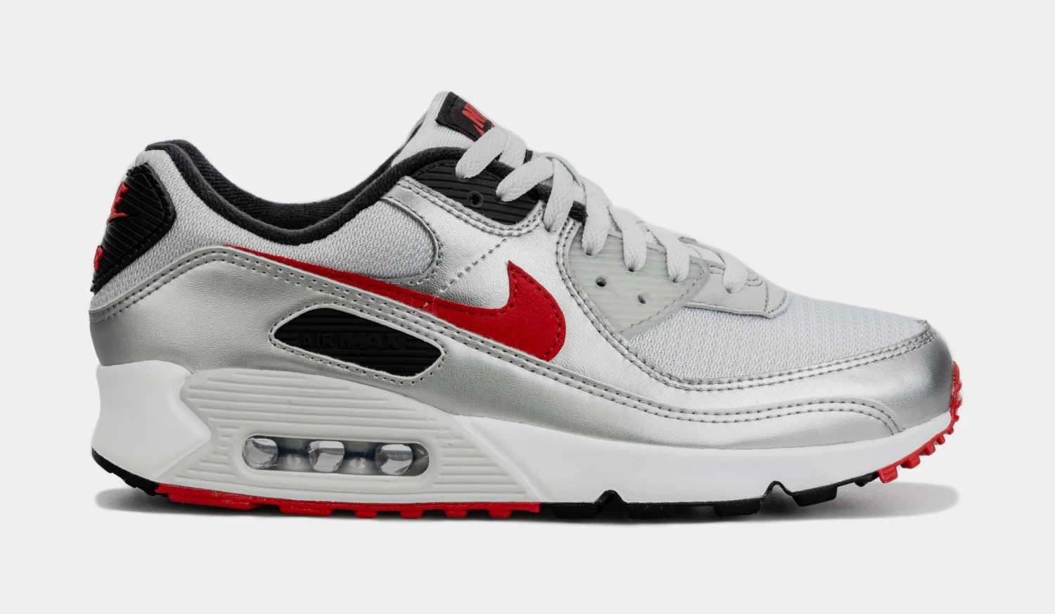 Nike Air Max 90 Icons Mens Lifestyle Shoes (Silver/Red) 3 Nike Air Max 90 Icons Mens Lifestyle Shoes (Silver/Red)