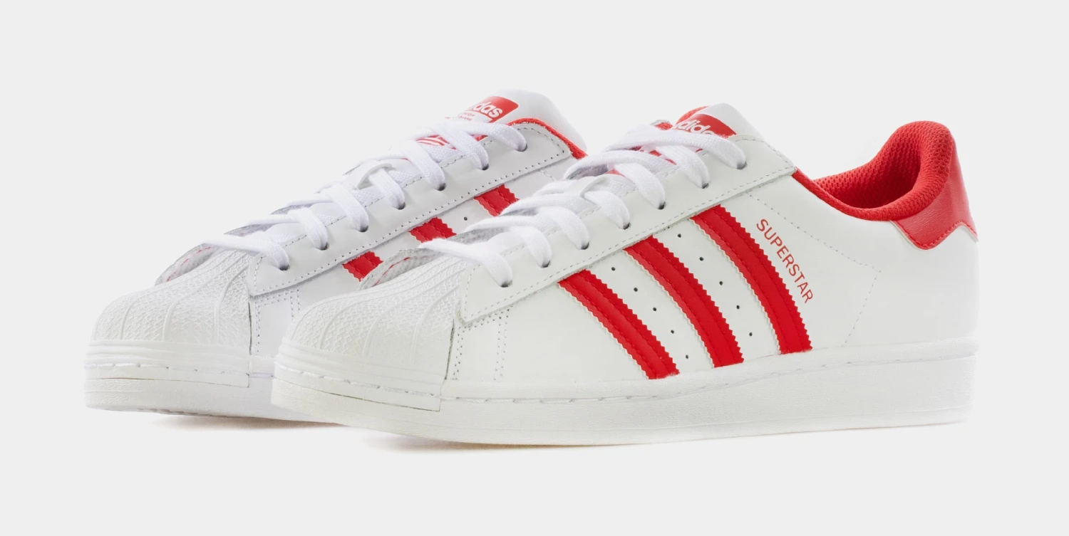 ADIDAS Superstar Mens Lifestyle Shoes (White/Red) 6 ADIDAS Superstar Mens Lifestyle Shoes (White/Red) - Image 4