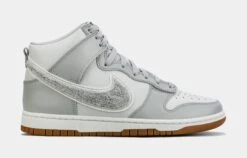 Nike Dunk High Chenille Swoosh Mens Lifestyle Shoes (Grey/White)