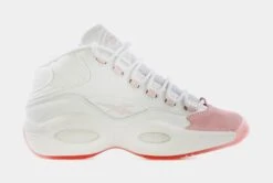Reebok Question Mid Pink Toe Mens Basketball Shoe (White/Pink)