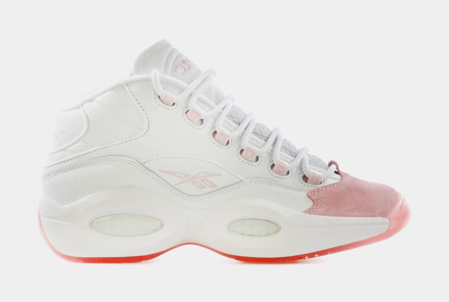 Reebok Question Mid Pink Toe Mens Basketball Shoe (White/Pink) 3 Reebok Question Mid Pink Toe Mens Basketball Shoe (White/Pink)