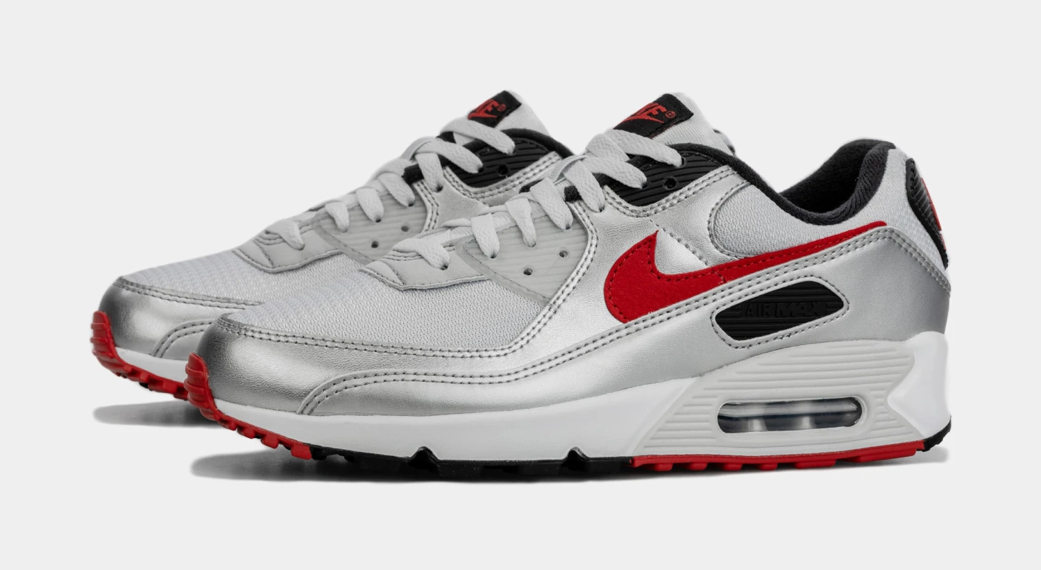 Nike Air Max 90 Icons Mens Lifestyle Shoes (Silver/Red) 6 Nike Air Max 90 Icons Mens Lifestyle Shoes (Silver/Red) - Image 4